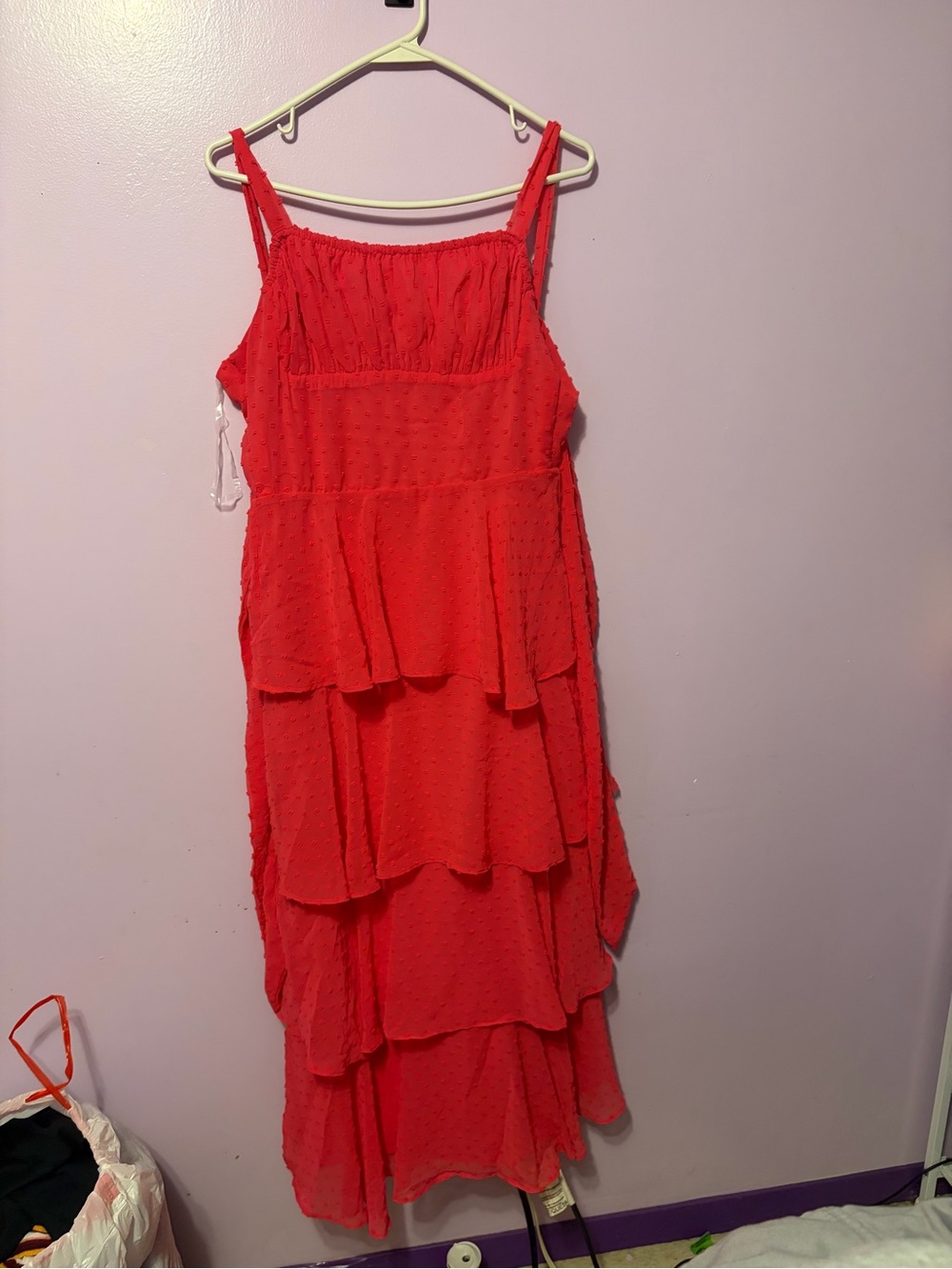 Rare Editions Red Tiered Ruffle Maxi Dress